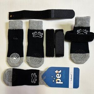 Black and Gray Pet Socks with Paw Print